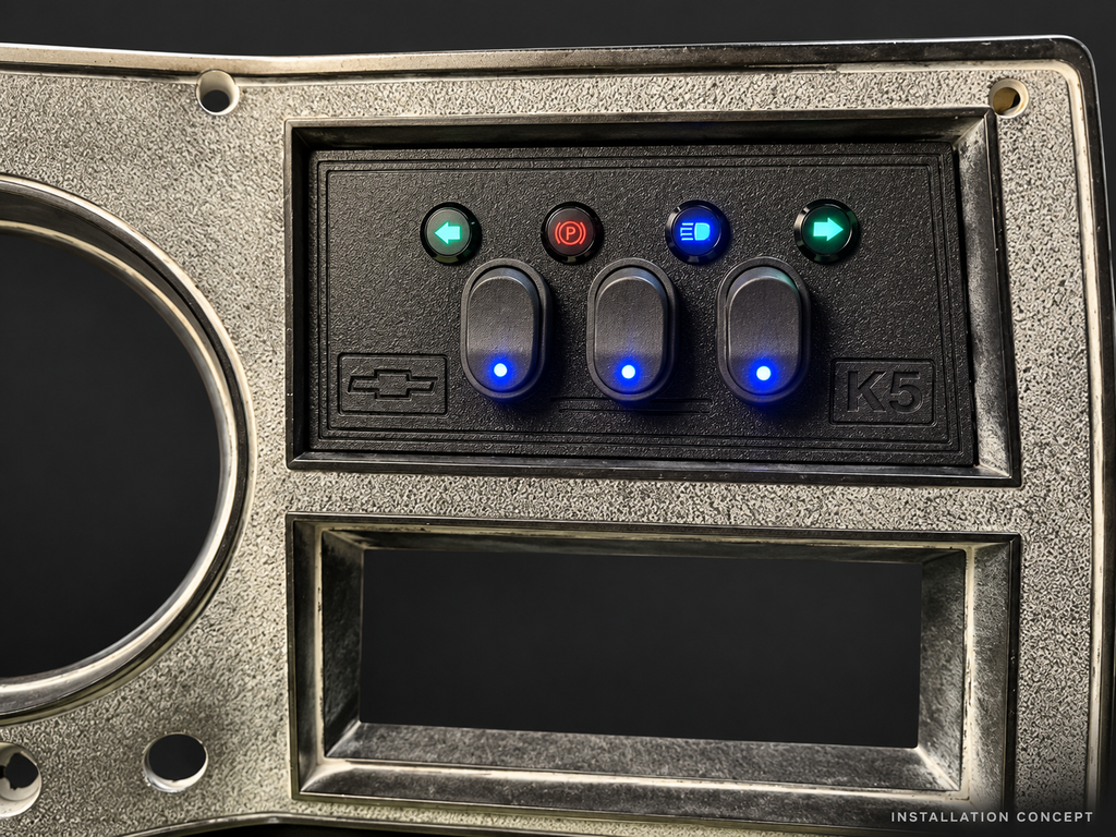 1981–87 Square Body Upper Auxiliary Switch Panel — Fully Assembled